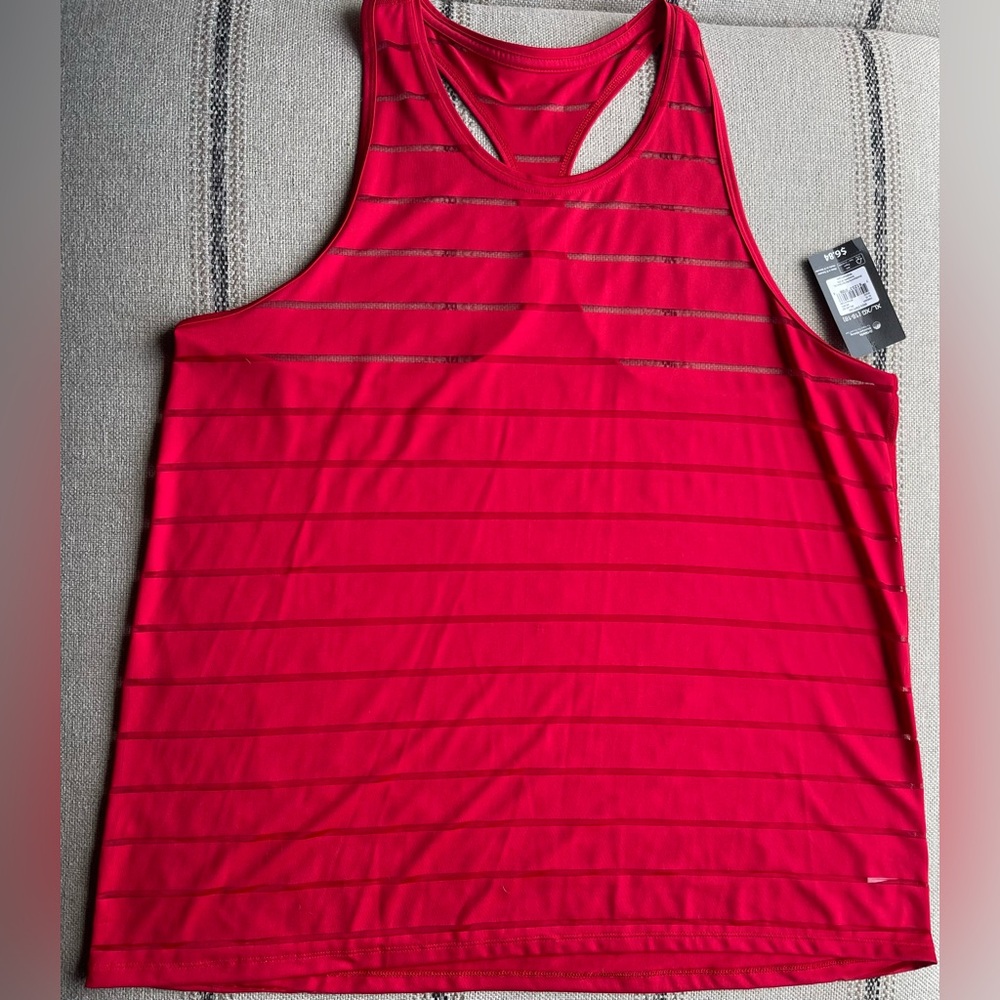 Athletic Works sheer stripe tank top in red Size XL